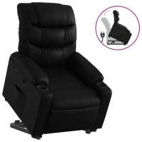 vidaXL Sillón reclinable elevable cuero artificial Negro, Crema, Marrón Sillon Dormitorio Sillon Comodos Silla Relax Sillón Sofá - details 0