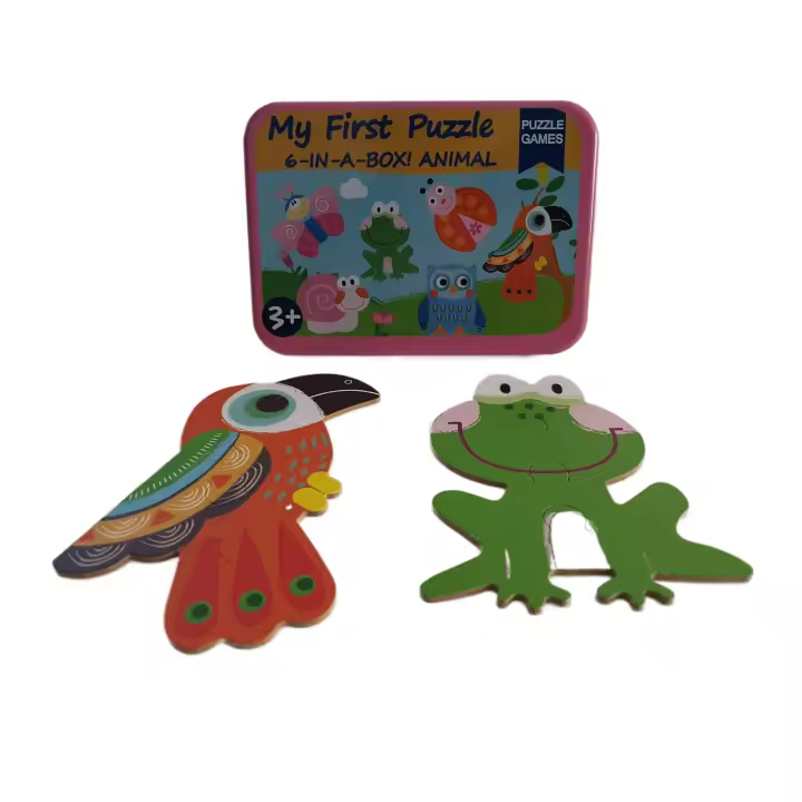 PUZLES MÚLTIPLES 6 EN 1: INSECTOS Y ANIMALES 3 a 6pcs/puzle (CAJA METÁLICA) - 1