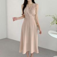 Vestido A-Line Sin Mangas Para Mujer REALEFT Elegante Con Cruz Frontal V-Neck Verano Casual Largo Cintura Imperio Sin Sastre - details 30