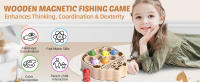 Juego De Pesca Magnético De Madera Para Niños Juguetes Inteligentes Montessori De Desarrollo Motor Fine Y Juego De Rol Tema Animales Y Naturaleza Regalo Para Niños Y Niñas - details 0