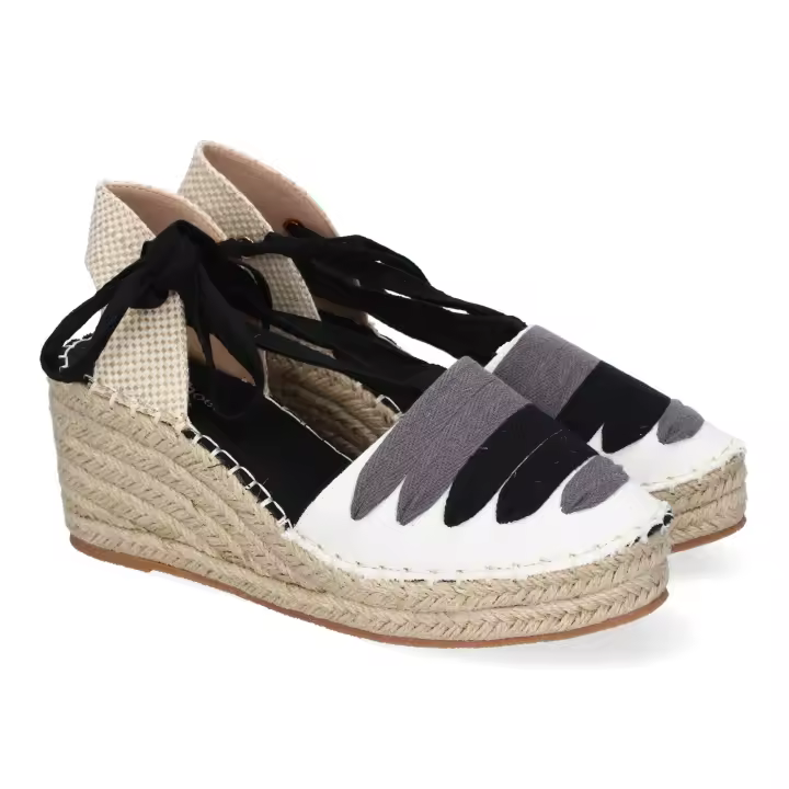 PuntoSalao Sandalias de cuña media en yute para mujer color negro LL7U3 - 1