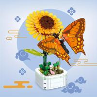Bloques De Construcción De Flores Pintorescas Plantas En Macetas Girasoles Tulipanes Juguetes De Rompecabezas Decoraciones Regalos Para Fiestas - details 1