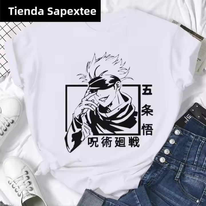 Camiseta Jujutsu Kaisen Japón Anime Para Mujer Kawaii Yuji Itadori Gojo Satoru Estampado Casual Manga Corta Algodón Poliéster T-Shirt Moda - 1