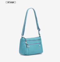 Bolso De Hombro Para Mujer Zency De Cuero Genuino Azul Cielo Diseño Elegante Bolso De Mano Gran Capacidad Bolso Cruzado Satchel - details 8