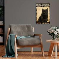 1pc Signo De Metal En Lata Frase "Let Me Check My Giveashitometer Nope Nothing" Decoración Para Cocina Barra Baño Hogar Regalo Para Amantes Del Gato Negro - details 3