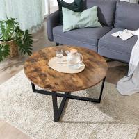 Mesa de centro redonda, estructura metálica duradera, fácil montaje, ideal para salón, marrón rústico, diámetro 88 cm - details 4