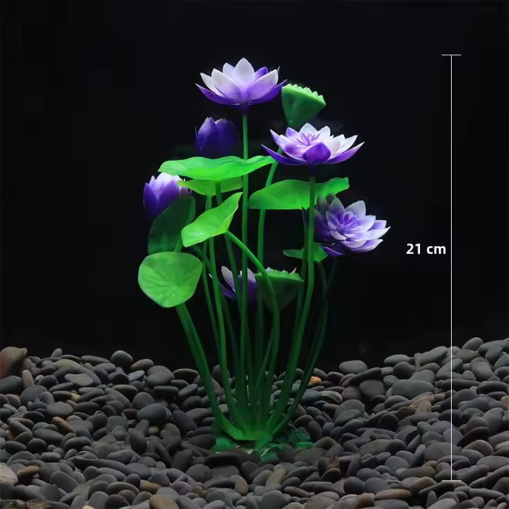 Decoración De Acuario Plantas Artificiales De Loto Para Tanque De Peces Paisajismo De Hierba Acuática Ornamentos Flor Sintética Suministros Para Plantas Aquáticas - 1