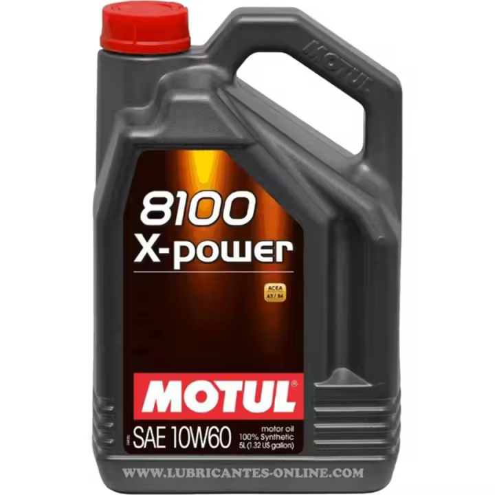 Motul 8100 X-POWER 10w60 5L - Aceite de motor de alto rendimiento para vehículos - Lubricante sintético de calidad premium - 1