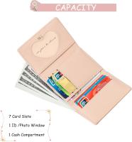 Cartera para Mujer y Niña, billetera con flores de Tres plieges, bolsillo para efectivo, tarjetero con estampado de Flores - details 0