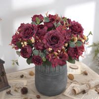 Bouquet De Flores Artificiales Con Hydrangea Y Peonías Sintéticas Para Decoración De Hogar Y Bodas Centros De Mesa Falsas - details 16