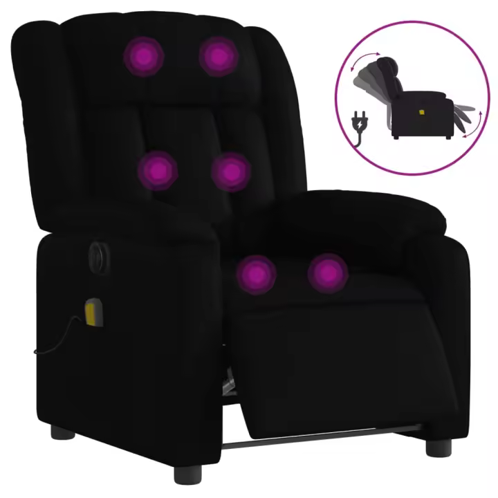 vidaXL Sillón de masaje reclinable eléctrico cuero sintético Negro, Crema, Marrón Sillon Dormitorio Sillon Comodos Silla Relax Sillón Sofá - 1