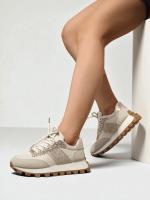 Zapatillas Deportivas con detalle de Brillos y Plataforma Sneakers Mujer Negro y Dorado - lhd-107 - details 1