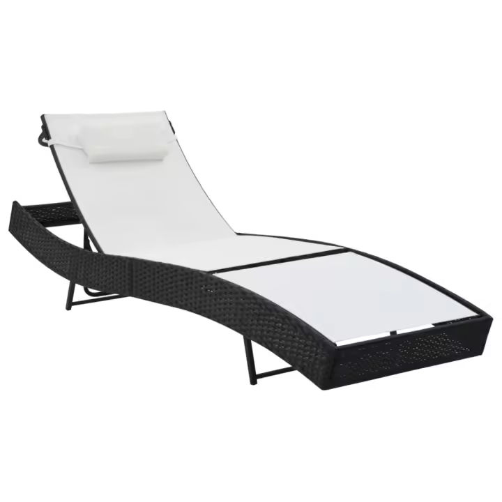 vidaXL Tumbona con cojín ratán sintético Marrón y negro, Negro, Negro y blanco Sillas de Exterior Ideal para jardín, playa, piscina, terraza Tumbona Piscina Tumbonas Playa Tumbonas Jardín Exterior - 1