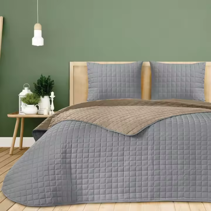 Colcha Bouti de Primavera y Verano, Todas las Medidas de Cama, Colcha Cosida en Forma de Patrón a Cuadros con Relleno Interior, Tejido que No Necesita Planchado Modelo Albir de Dhestia Home - 1