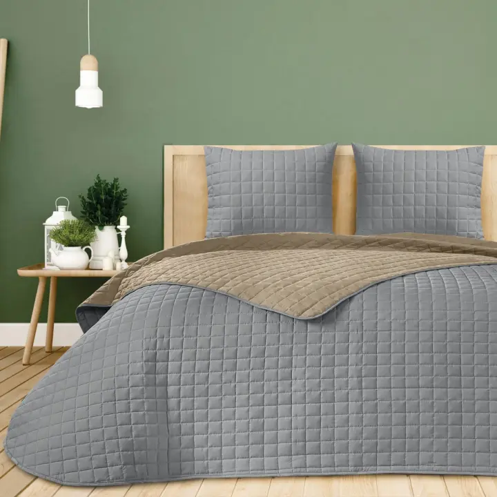 Colcha Bouti de Primavera y Verano, Todas las Medidas de Cama, Colcha Cosida en Forma de Patrón a Cuadros con Relleno Interior, Tejido que No Necesita Planchado Modelo Albir de Dhestia Home - 1