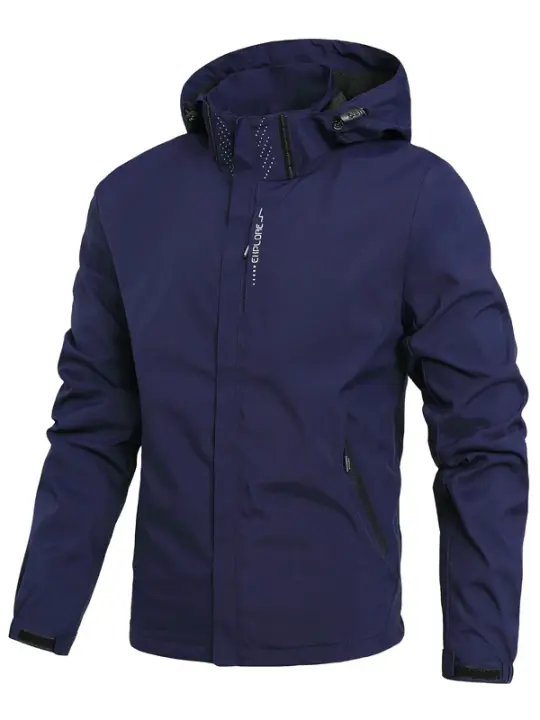 Chaqueta Impermeable Para Hombres Ligera Con Capucha Para Senderismo Y Escalada Resistente Al Viento Ropa Exterior De Otoño - 1