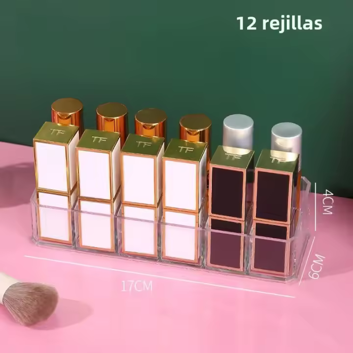 Organizador De Maquillaje Para Labiales Y Pinceles De Cejas En Plástico Transparente Estilo De Escritorio Para Uso Doméstico - 1