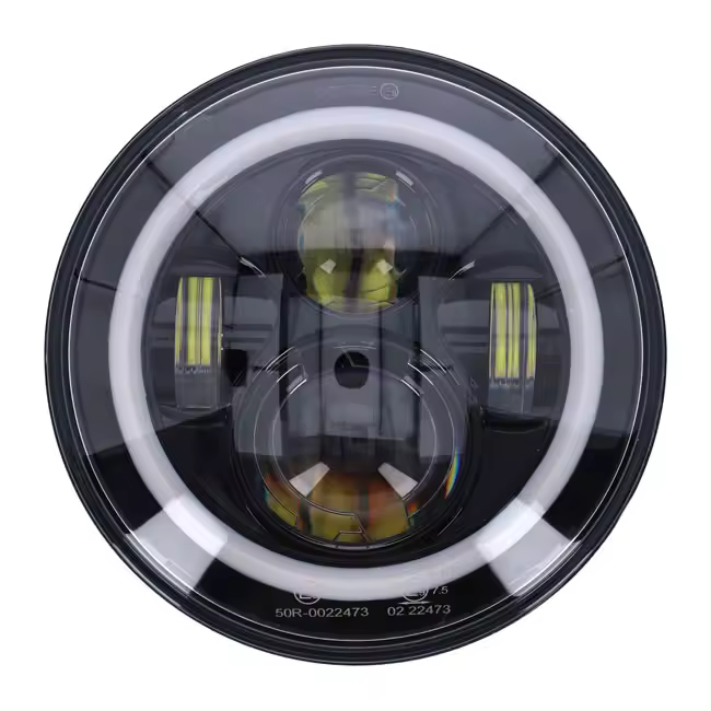 FARO DELANTERO LED PARA MOTOCICLETAS de 7". Color negro. HARLEY DAVIDSON Y COMPATIBLES - 1