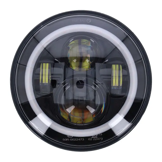 FARO DELANTERO LED PARA MOTOCICLETAS de 7". Color negro. HARLEY DAVIDSON Y COMPATIBLES - 1
