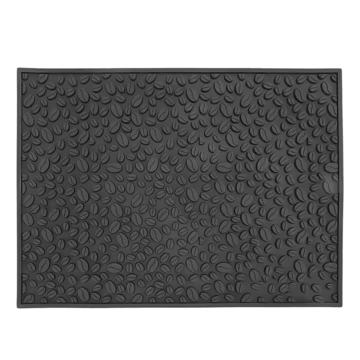 Alfombrilla antideslizante para taza, diseño de granos de café, para escritorio, barra, almohadilla de PVC para filtrar el agua, color negro - 1