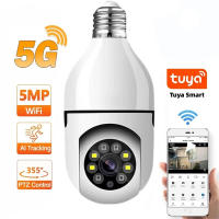 Cámara De Seguridad Interior Tuya 5G WiFi Con Luz LED Color Y Visión Nocturna Automática Rastreo Bola De Humano Audio Bidireccional E27 Base Mini PT Cámara - details 0