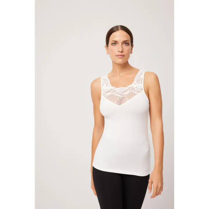 Ysabel Mora - Camiseta térmica encaje sin mangas marfil - 1