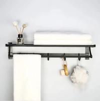 STARTELECTRIC - Toallero, Toalleros de Baño, Sin Taladro, Adhesivo para Baño, con 5 Ganchos, Toallero de Pared para Colgar en la Pared, 60cm Toallero Plegable de 90° Montado, para Baño y Cocina, Negro - MARCA ALLPERCOM - details 2