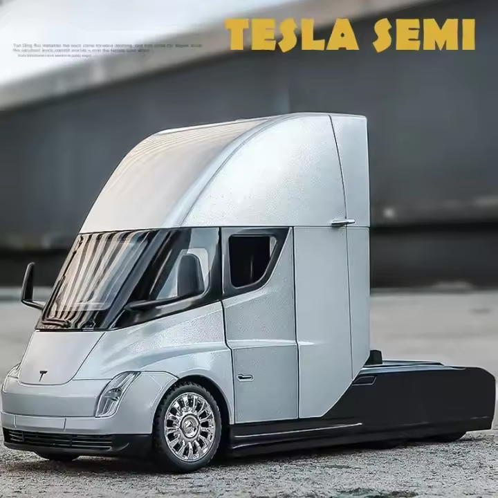 Camión De Juguete De Tesla Semi a Escala 1:24 Con Luz Y Sonido Modelo De Aleación De Metal Regalo Para Niños Coleccionable - 1