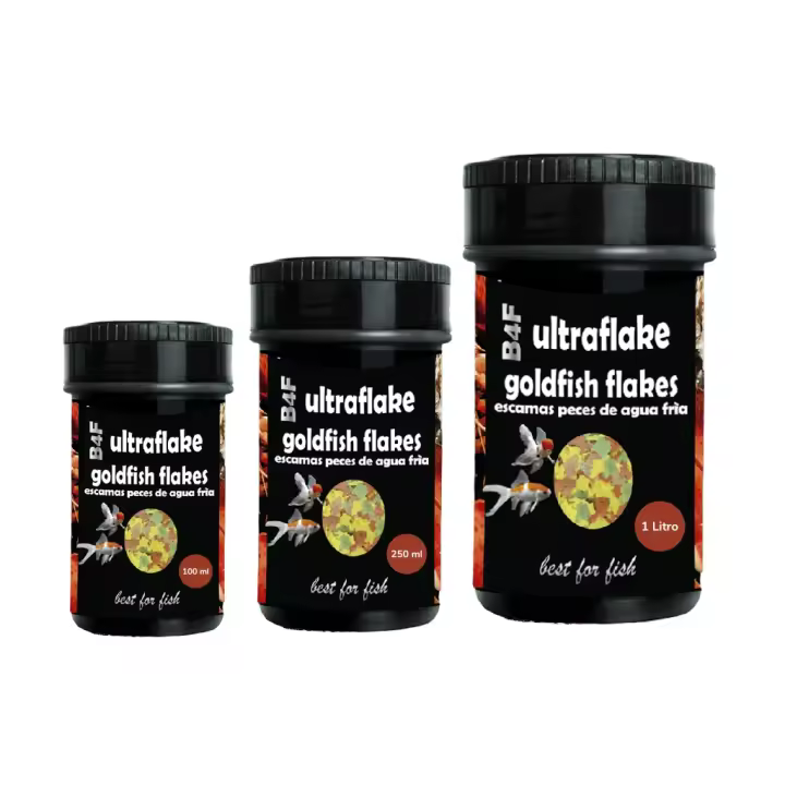 B4F - Ultraflake Goldfish Flakes - Alimento completo para todos los Peces de Agua Fría en escamas (3 Tamaños) - 1