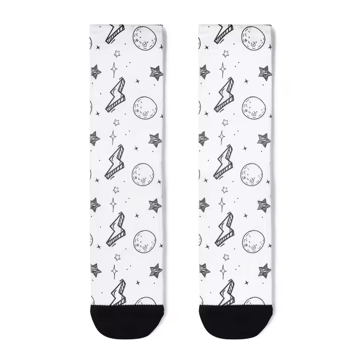 Ruperga 3D Print  - Calcetines Deportivos, Divertidos, Tejido SoftAir+, Termorregulador, para CrossFit, Pádel, Tenis, Running, Skate, Ciclismo, MTB, Senderismo, Yoga, Gimnasio, Trail, STARS - 1