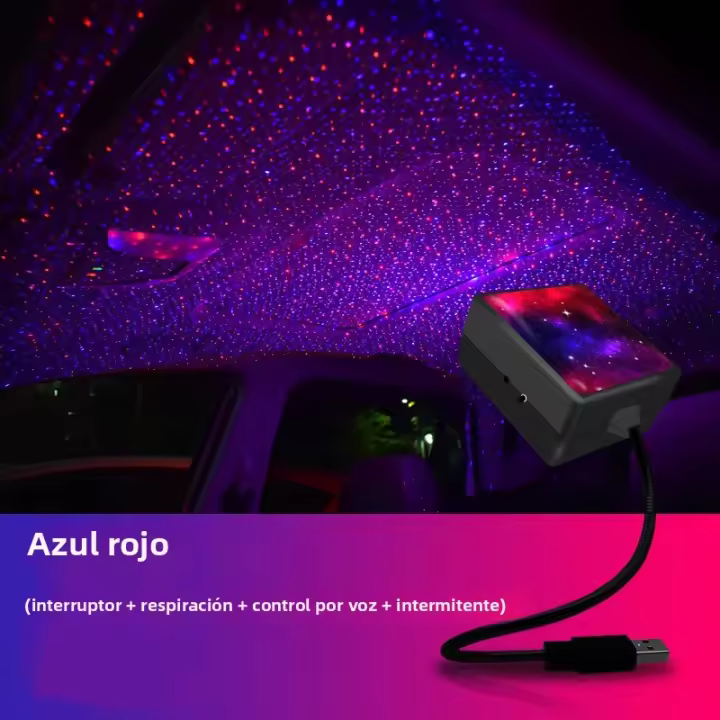 Luz De Techo LED Para Coche Proyector De Estrellas Nocturnas USB Control Por Voz Luz Galáctica Rotatable Para Dormitorio Fiesta - 1