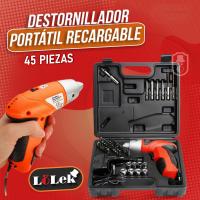 LoLek Destornillador inalámbrico recargable sin cables, con 45 accesorios, luz led, gran poder, mango antideslizante, - details 1