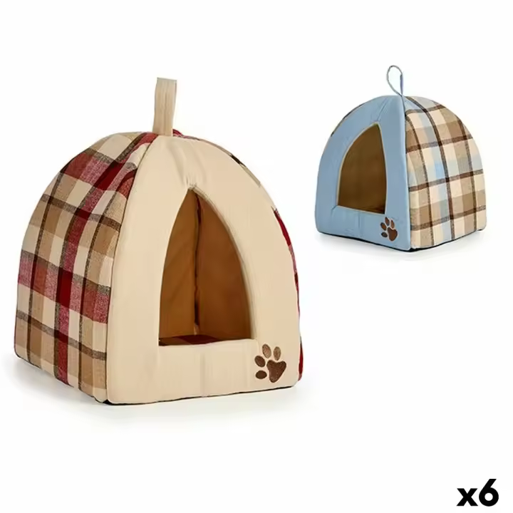 Cama para mascota A cuadros 33 x 45 x 33 cm (6 Unidades) - 1