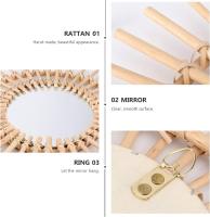 ARISE SHOP-ESPEJO REDONDO BAMBU X3 Diam 28 cm.decoración de Pared Colgante para Sala de Estar, Dormitorio, Entrada - details 2