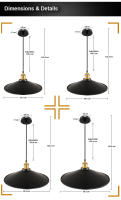 Lámpara Colgante Vintage Estilo Edisón Para Sala De Estar Y Restaurante Soporte De Hierro Industrial Retro E27 Para Iluminación De Restaurantes Y Hogares - details 1