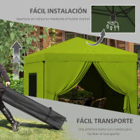 Outsunny Carpa Plegable 3x3 m Cenador de Jardín con 4 Paredes Laterales 2 Ventanas de Malla Altura Ajustable Bolsa de Transporte Impermeable y Anti-UV para Camping Fiestas - details 3