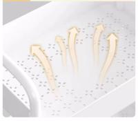 Carro De Tres Niveles En Blanco Con Dos Asientos Altos Y Ruedas Estante De Almacenamiento Para Dormitorio Y Baño - details 8