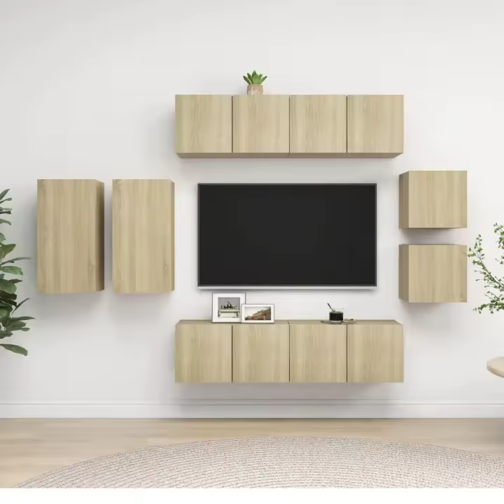 vidaXL Juego de muebles de salón 8 piezas roble Sonoma - 1