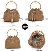 Bombonera Fiesta Beige - Bolso Bombonera Dorada con abalories en Tono Oro - Bombonera de Fiesta Dorada Estill Boho - Fabricada a hand en La Inidia - details 2