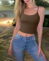 Top De Yoga Para Mujer Sólido Ribbed Sin Mangas Transpirable Basic Summmer Crop Top Deporte Camisola Interior Elasticidad - details 3