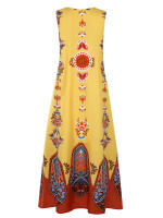 Vestido Largo Sin Mangas Para Mujer Estilo Vintage Con Flores Y Diseño V En El Cuello Vestido De Verano De Tela Poliéster Midi - details 11