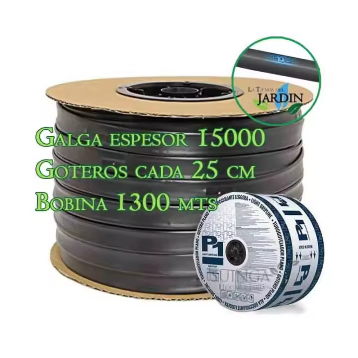 Suinga Cinta de Riego por Goteo 16mm 1300 Mts con Goteros 1.5 L/h para Horticultura Especializada - 1