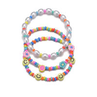 Juego De 3 Piezas De Pulseras Para Mujer Estilo Bohemio Con Perlas Sonrientes Y Cuentas De Arroz Coloridas Adornos De Moda Sin Metal - details 4