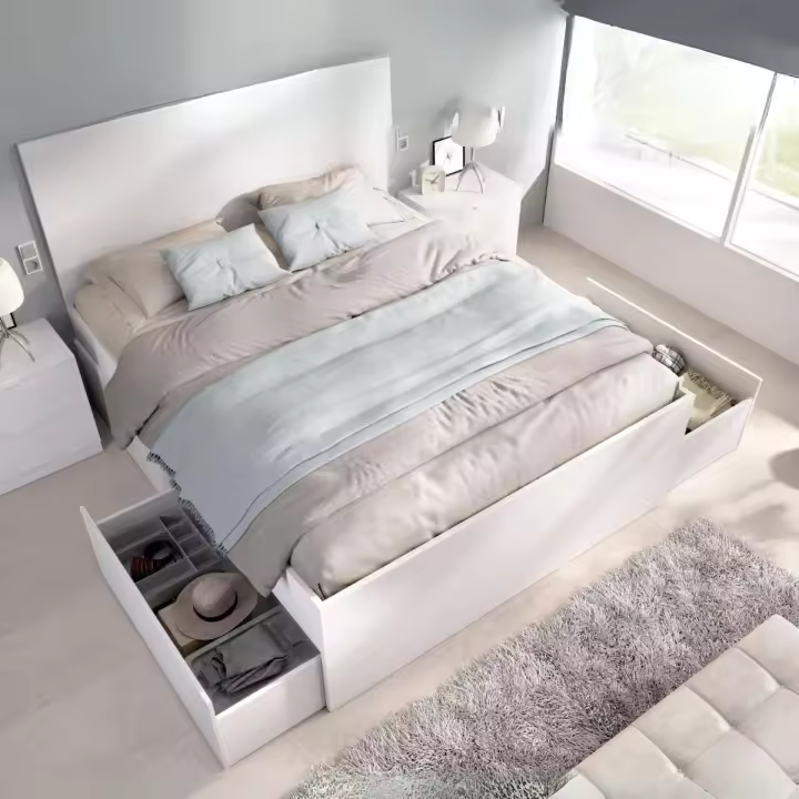 Cama Lago cabecero + 4 cajones blanco 100x148,5x195,5 cm - 1