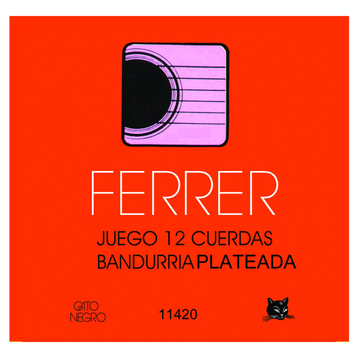 Juego de cuerdas para Bandurria Ferrer by Gato Negro de Acero Plata. Fabricadas artesanalmente en acero y cobre plateado de alta calidad en España desde 1868