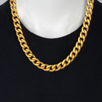 Collar De Cadena Cubana Punk Para Hombre Color Oro Acero Inoxidable Cadenas Pesadas Moda Fiesta Regalo Medidas 12mm 55cm/60cm/71cm - details 1
