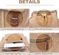 Mochara Retro de Lona para computadora portátil Mochila de Viaje Bolsa de Gran Capacidad Unisex (Caqui) - details 1