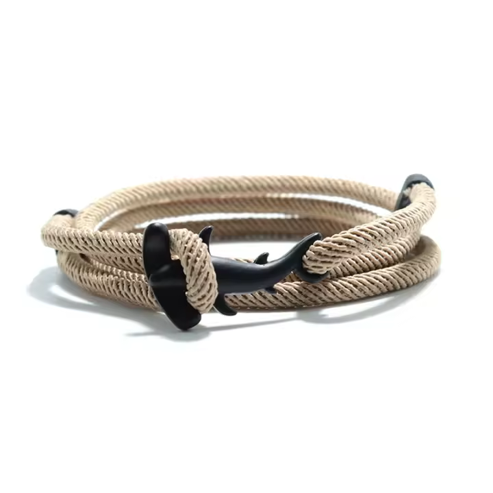 Nuevo Pulsera De Animal De Oceano Tiburón Para Hombres Cordón De Nylon Multicapa Ajustable Joyería De Camping Accesorios De Playa Joias - 1