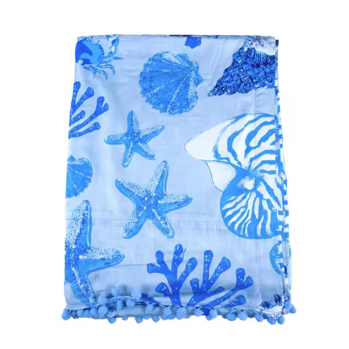 Sun & Surf Pareo Estampado Nautilus Azul Claro 100% algodón - 1
