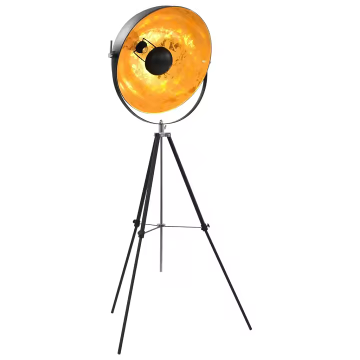 vidaXL Lámpara de pie negro y dorado E27 51 cm - 1